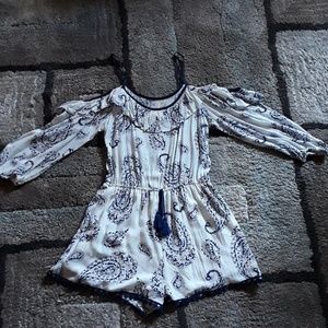 White and Navy blue Romper